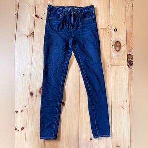American Eagle Outfitters Dark Blue Skinny Jeans 10 X-Long